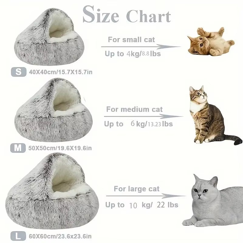 The "Life Desire" Plush Pet Cat Bed round Cat Cushion Cat House 2 in 1 Warm Cats Basket Pet Sleep Bag Kitten Nest Kennel for Small Dog Cats