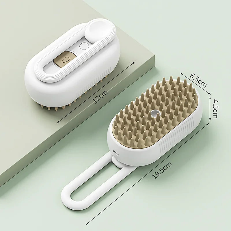 The Life Desire 3 in 1 Pet Electric Steam Brush Cat and Dog Cleaning Spray Massage Grooming Comb Retractable Handle Pet Hair Removal Beautybrush