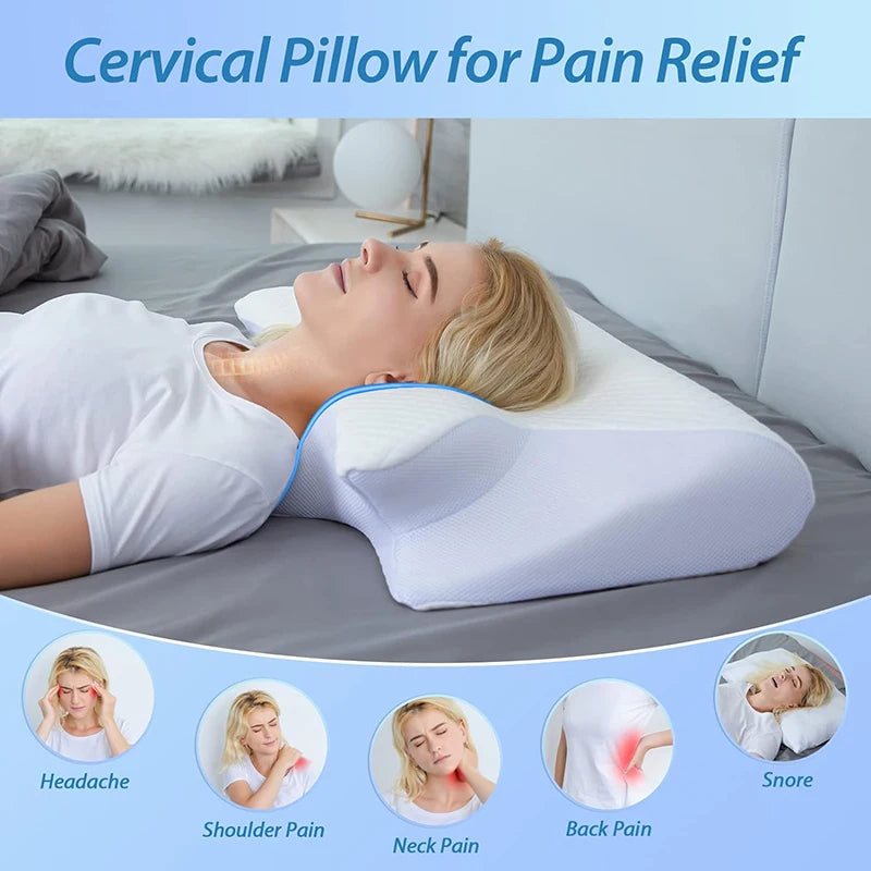 "LIFE DESIRE" Memory Foam Cervical Pillow - 2-in-1 Ergonomic Contour Orthopedic Support for Neck Pain Relief