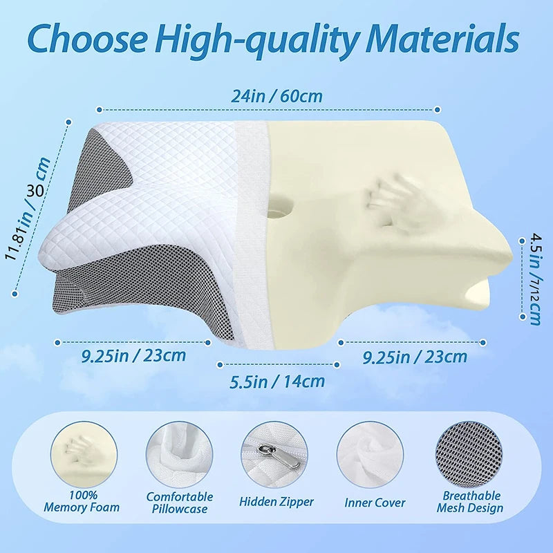 The "Life Desire" Ergonomic Memory Foam Cervical Pillow - Dual Function Orthopedic Contour Support for Neck Pain Relief