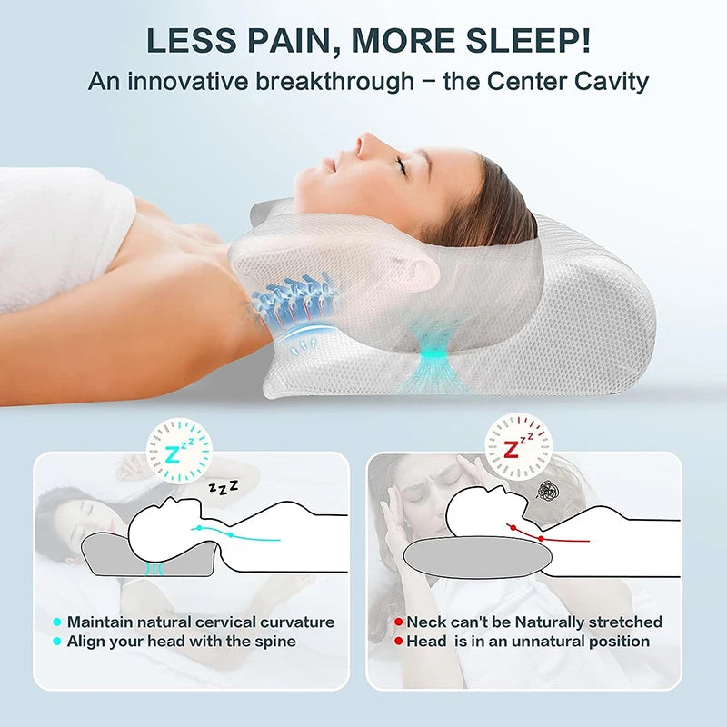 The "Life Desire" Ergonomic Memory Foam Cervical Pillow - Dual Function Orthopedic Contour Support for Neck Pain Relief