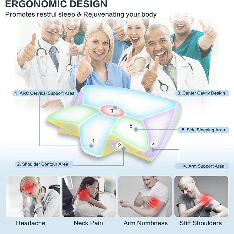 The "Life Desire" Ergonomic Memory Foam Cervical Pillow - Dual Function Orthopedic Contour Support for Neck Pain Relief