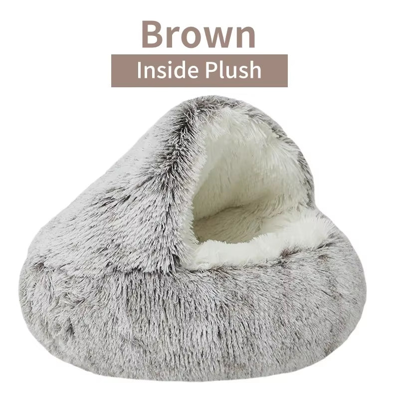 The "Life Desire" Plush Pet Cat Bed round Cat Cushion Cat House 2 in 1 Warm Cats Basket Pet Sleep Bag Kitten Nest Kennel for Small Dog Cats