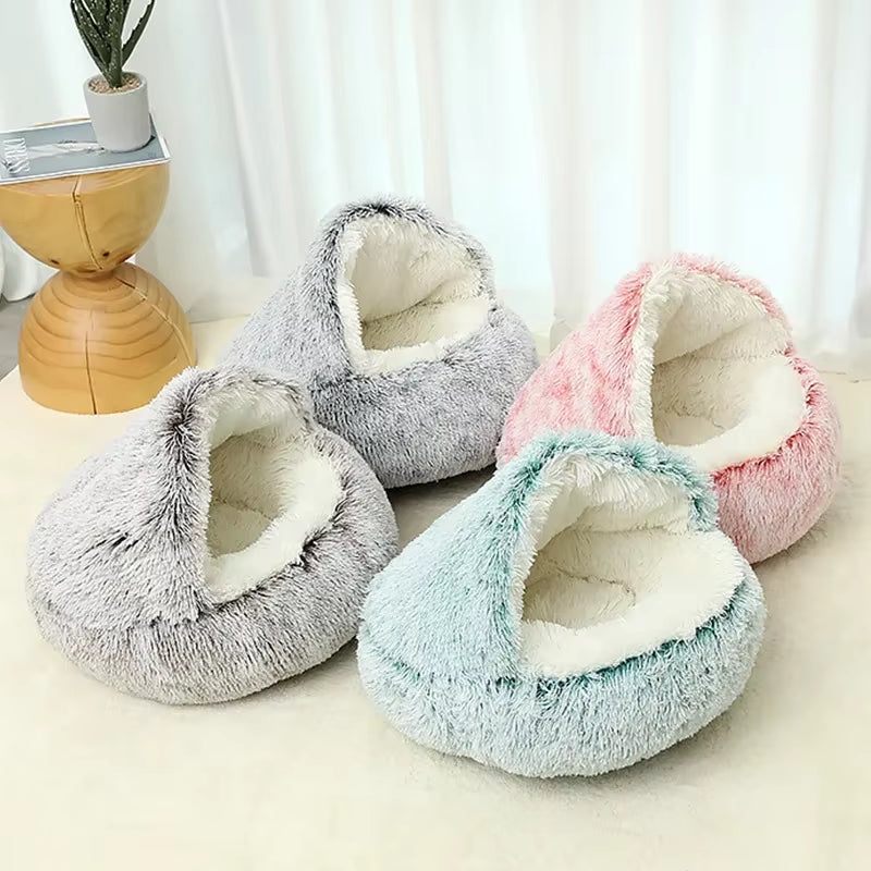 The "Life Desire" Plush Pet Cat Bed round Cat Cushion Cat House 2 in 1 Warm Cats Basket Pet Sleep Bag Kitten Nest Kennel for Small Dog Cats